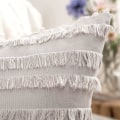 Pikkukuva 5 / 5: 2 kpl Boho-tyylinen pellavainen tyynynpäällinen raidallinen