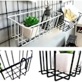 Miniatyrbillede 3 af 5: Metal Mesh Hylde Kurve Væghængt Kurv Væg Organizer