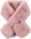 Faux Fur Scarf for Women, Warm Winter Neck Warmer Soft Plush Pull-Through Wrap Scarf, Pink