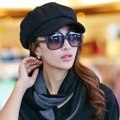 Miniatyrbillede 2 af 5: Dame Merinoull Visir Basker Newsboy Cap Taxi Cap, Mode Wo