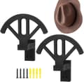 Cowboyhattställ, 2-pack, justerbara väggfästen i trä för cowboyhattar och kepsar, rustikt svart, för hall och sovrum