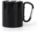 Campingmugg, 300 ml dubbelväggig rostfri kopp med karbinhake, lättvikt för camping, vandring och resor, svart