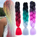 Miniatyrbilde 2 av 5: TG Gradient Farge Kvinner Flettet Hår Høy Kvalitet Holdbare Lange Pigtails for Kvinner Jenter Kc24