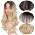 Miniatyrbilde 4 av 5: Lang krøllete parykk Ombre Blond Bølgete parykk 2-tone Blond Syntetisk Cosplay Party Parykk for Kvinner Mellom Par
