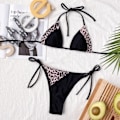 Miniatyrbild 3 av 3: Dam Baddräkt Splicing Leopard Print Split Baddräkt Bikini