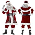 Julemandssæt til Voksne, Rød Luksuriøs Fløjl, 8 Dele, Julekostume, Gave XL