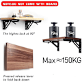 Miniatyrbillede 3 af 5: 2 stk. Foldbare Hyldebeslag - Heavy Duty Metal Foldbar Trekant Hylde, DIY Væghængt Foldbart Bordhængsel, Pladsbesparende til Bænkbord