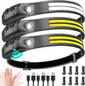 Hodelykt 3-PAK Oppladbart 1000 Lumen 230° Bredstråle Super Lys Hodelykt Black Svart