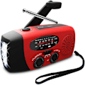 Pikkukuva 1 / 5: Punainen Käsikäyttöinen Radio Aurinkokennoilla, Taskulamppu ja 2000mAh Powerbank Hätäradio Punainen one size