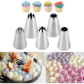 Miniatyrbild 4 av 4: 5 st/ set ， Dekorationsset i rostfritt stål Tips ， För cupcakes Kakor Dekorera kakor (silver)