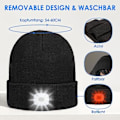 Pikkukuva 2 / 5: LED-Valohattu Miehille ja Naisille, 4 LED-Valoa, USB-Lataus
