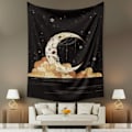 Miniatyrbild 2 av 4: Tarot Moon Gobeläng Väggbonad Guld Stjärnhimmel Gobeläng för Sovrum Måne (GT320003, 51 X 59 tum)