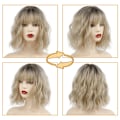 Pikkukuva 5 / 5: TG Kort gradient Blond Peruk Aaltomainen Bob Bob Bob Peruk Ilma Bangs Wom