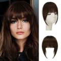 Miniatyrbilde 1 av 5: TG Clip In Bangs Ekte Hår Extensions Franske Bangs Flat Neat Bangs Clip Air Bangs (mellombrun)