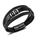 Sort læderarmbånd til mænd - Gave til mænd 23 cm_yux