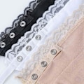 Miniatyrbillede 5 af 5: Snap-On Lace Camis til kvinder, 3-pak sort, hvid, blå