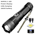 Miniatyrbillede 1 af 5: Superstærk LED-lommelygte, 12000 lumen genopladelig lommelygte til campingvandring i nødsituationer