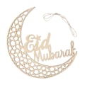 Pikkukuva 1 / 5: Eid Mubarak -puinen riippuva taideteos Ramadanin puolikuun kuvioilla, seinäkoriste käsityö