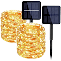 Miniatyrbild 2 av 4: LED Solarslinga Utomhus, 2 Set med 200 LED Solarslingor Vattentäta 8 Funktioner, 22 m, för Sommarträdgård, Uteplats, Tält, Bröllop