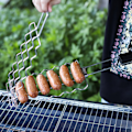 Miniatyrbillede 4 af 5: Grillkurv Metal Mesh Grill Pølseholder Net Picknickkamera Sort En One Size
