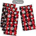 Pikkukuva 2 / 5: 4-pack ruudullinen jouluinen keittiöpyyhe, Buffalo Plaid Snowflake keittiöpyyhkeet sisä- ja ulkokäyttöön