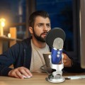 Pikkukuva 4 / 5: Mikrofonin pop-suodatin, kaksinkertainen äänenvaimennus Wind Guard Pop-suodatin Blue Yeti ja studiotallennusstudiolle Musta, HANBING