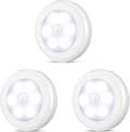 LED-sensor nattlampor, 3-pack, batteridrivna, trådlösa självhäftande, med PIR-ljussensor, vit.
