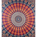 Miniatyrbilde 3 av 4: Indisk Hippie Bohemian Psykedelisk Gyllenblå Påfugl Mandala Veggteppe Sengteppe Gobeleng (Gyllenblå, Medium (51x59Tommer)(130x150cm)
