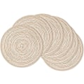 Miniatyrbillede 1 af 7: Sæt med 6 Beige Rundt Bordskånere i Bomuld, 38cm, Vaskbar Varmebestandig Køkken Dekoration BEIgE