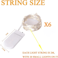 Miniatyrbillede 2 af 6: 6 stk Batteridrevne LED-lysstrenge, 2m Varmt Hvid til Julepynt 6 st