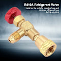 Miniatyrbillede 4 af 5: Kølemiddelregulatorventiladapter, væskesikkerhedsventil, til klimaanlæg hunopladningsslange messing flowventiler 1/4'' - 5/16'' R410a