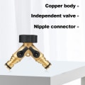 Miniatyrbillede 3 af 5: Way Y-formet 3/4-tommers gevind europæisk standard tappedeler, med individuelle på/af-ventiler i messing, grenrørsadapter til Dishwa