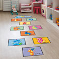 Miniatyrbild 1 av 5: 1 set Hopscotch Spelgolv Dekaler Tecknade Vattentäta Självhäftande Digitala Hoppruta Lek Golv Dekaler Förskolegolv Dekoration för Barn