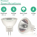 Miniatyrbilde 2 av 5: MR11 Halogenpærer (Pakke med 12), GU5.3 Halogenlampe 12V 35W, Mr11 GU5.3 Pære Glassdeksel for Taklampe, 2 Pin Halogenpære 2700K Varmhvit