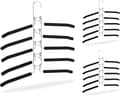 Clothes hanger multiple, set of 3 space pens, jacket hanger 5 in 1, space-saving and non-slip, silver/black