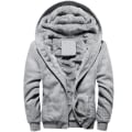 Miniatyrbild 4 av 5: Herrar Tjock Fleece Pälsfodrad Varm Vinterjacka Grå XL Grey