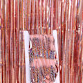 Miniatyrbillede 1 af 5: Folie Fringe Gardiner, Metallic Tinsel Gardiner Baggrund i Roséguld 1m*2m