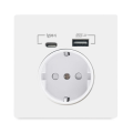 Miniatyrbilde 1 av 4: EU-standard 16A Vegglader Adapteruttak USB Type A Type C Strøm Schuko Stikkontakt