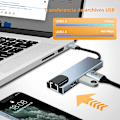 Pikkukuva 4 / 5: 5-in-1 USB C 4K HDMI -sovitin 100 W PD USB 3.0 & 2.0 Ethernet-portilla MacBook Pro Chromebook XPS:lle ja USB C -laitteille 5 in 1  100Mbps