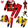 Miniatyrbild 2 av 9: Flickor Pojkar Deadpool Pyjamas Cosplay Wolverine Nattkläder Loungewear Pyjamas Set Wolverine(Top+pant) 120/5-6 Years