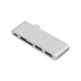 Miniatyrbilde 6 av 7: MacBook USB-C Hub-adapter, slank aluminium Thunderbolt 3 Type-C Hub-adapterdokk, sølv