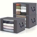 Miniatyrbillede 1 af 5: 3-pak foldbare stofopbevaringskasser med foldbart låg og håndtag, non-woven 3-pak 3-pack 3-pack