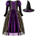Halloween børnekjole heksekostume kjole (sæt med 3)