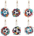 6 stk DIY 5D Farverig Fodbold Diamantmaleri Nøglering Sæt D