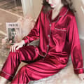 Långärmat pyjamasset för kvinnor, röd, M Red M