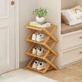 Small Vertical Shoe Rack, Portable Foldable 4-Tier Shoe Organizer, Freestanding No Installation Required