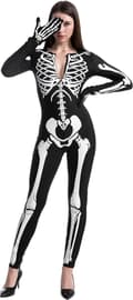 Skelettdräkt för kvinnor som lyser i mörkret Halloweenkostym, Storlek S S