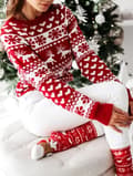 Dame Efterår Vinter Juletrøje Dame Striktrøje rød medium red medium