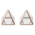 2 st. Glaslåda Gyllene Geometrisk Dekorativ Låda Geometrisk Glaspyramid Ringhållare för Bröllopsdagspresent S