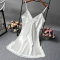 Miniatyrbillede 1 af 8: Bowknot Gennemsigtig Sexet Undertøj Blonde Tyl Hule Suspender White L